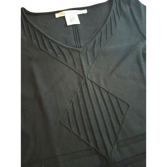 Max Studio Black Long-Sleeve Textured Knit Dress Large - Picture 3 of 6